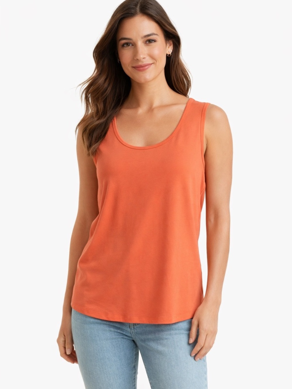 Attitudes by Renee Coral Tank Top XL Sleeveless Stretch Knit Flowy Tunic